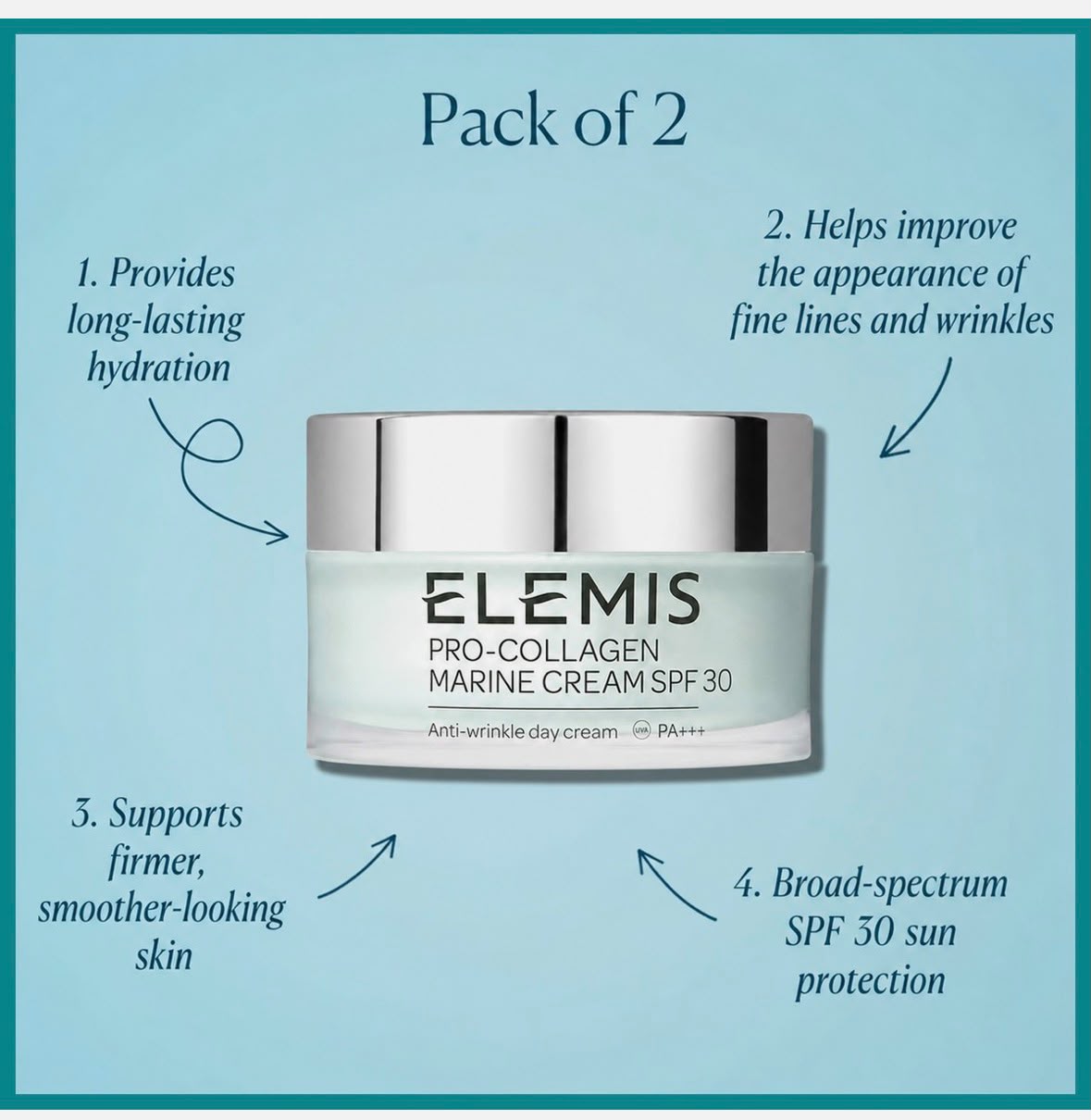 2 Pack ELEMIS Pro-Collagen Marine Cream SPF 30 - 50ml / 1.6oz - New